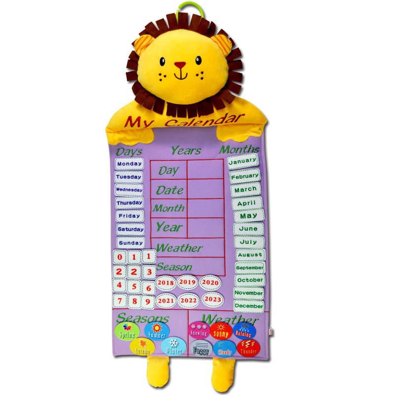 Kids Calendar Fabric Toy Time Learning Weather Seasons Early Educational Hanging Calendars Calendrier Educatif Toys for Children