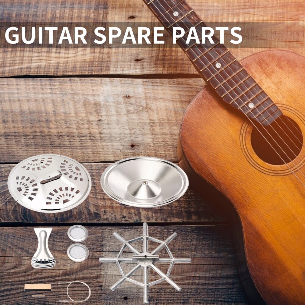 8pcs/set Dobro Guitar Accessories Parts with Resonator Cone Soundhole Screens Tailpiece Spider Bridge Saddle Guitar parts
