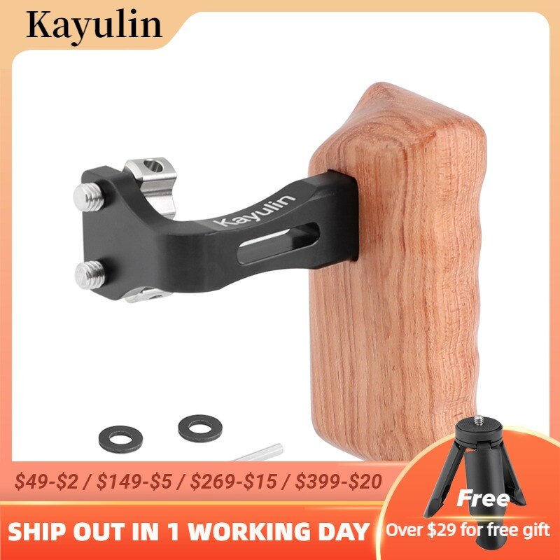 Kayulin Reversible Holz Hand Grip Medium Größe Mit 1/4 &quot;-20 Flügelschraube Knopf Linke Seite für DSLR Kamera Käfig rig Neue