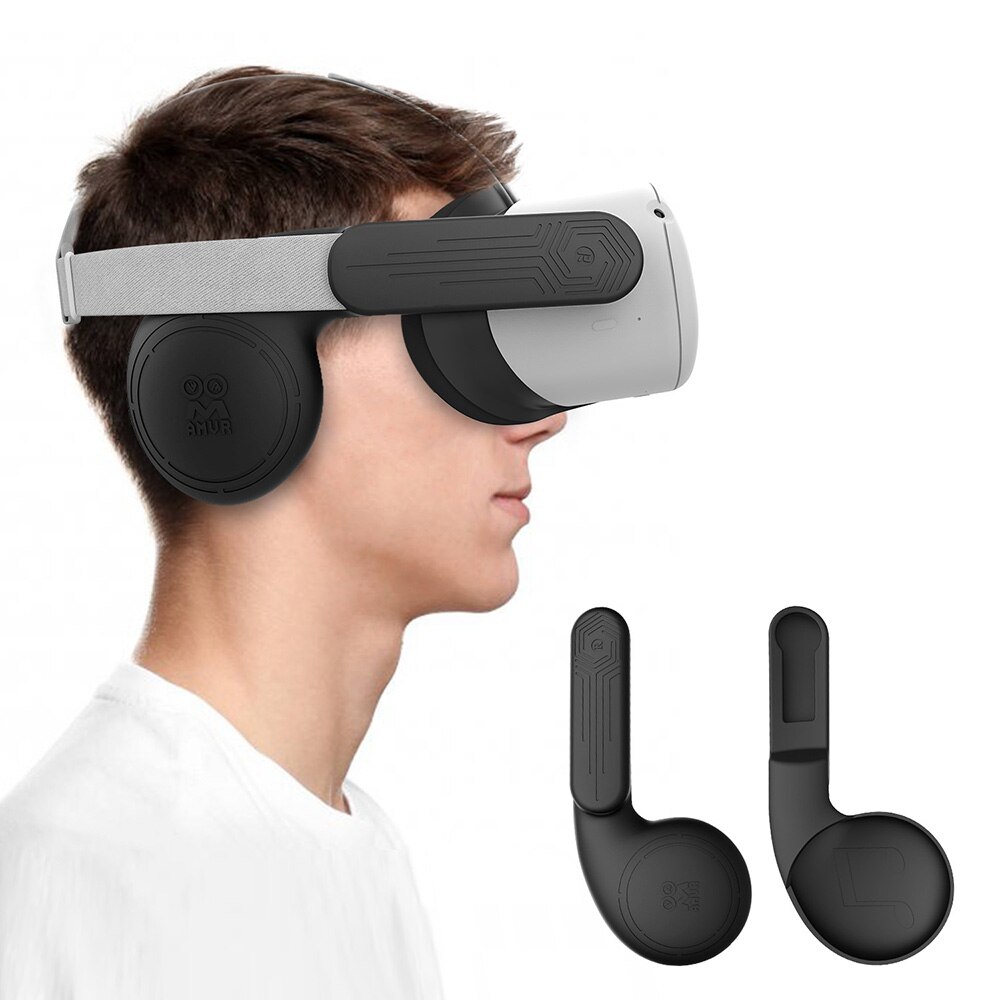 Orejeras de silicona para auriculares Oculus Quest 2 VR, solución de sonido mejorada para Oculus Quest 2, accesorios, orejeras con reducción de ruido: Black
