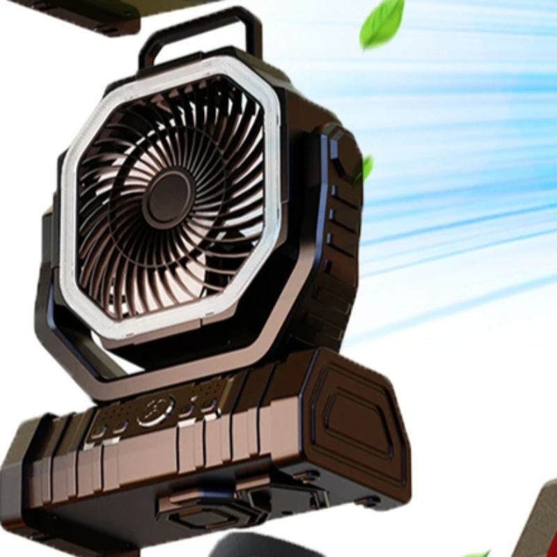 Ventilador de techo para acampar, circulador de Camping recargable de 20000Mah con luz y Control remoto, ventilador de circulación de aire frío para acampar: Verde
