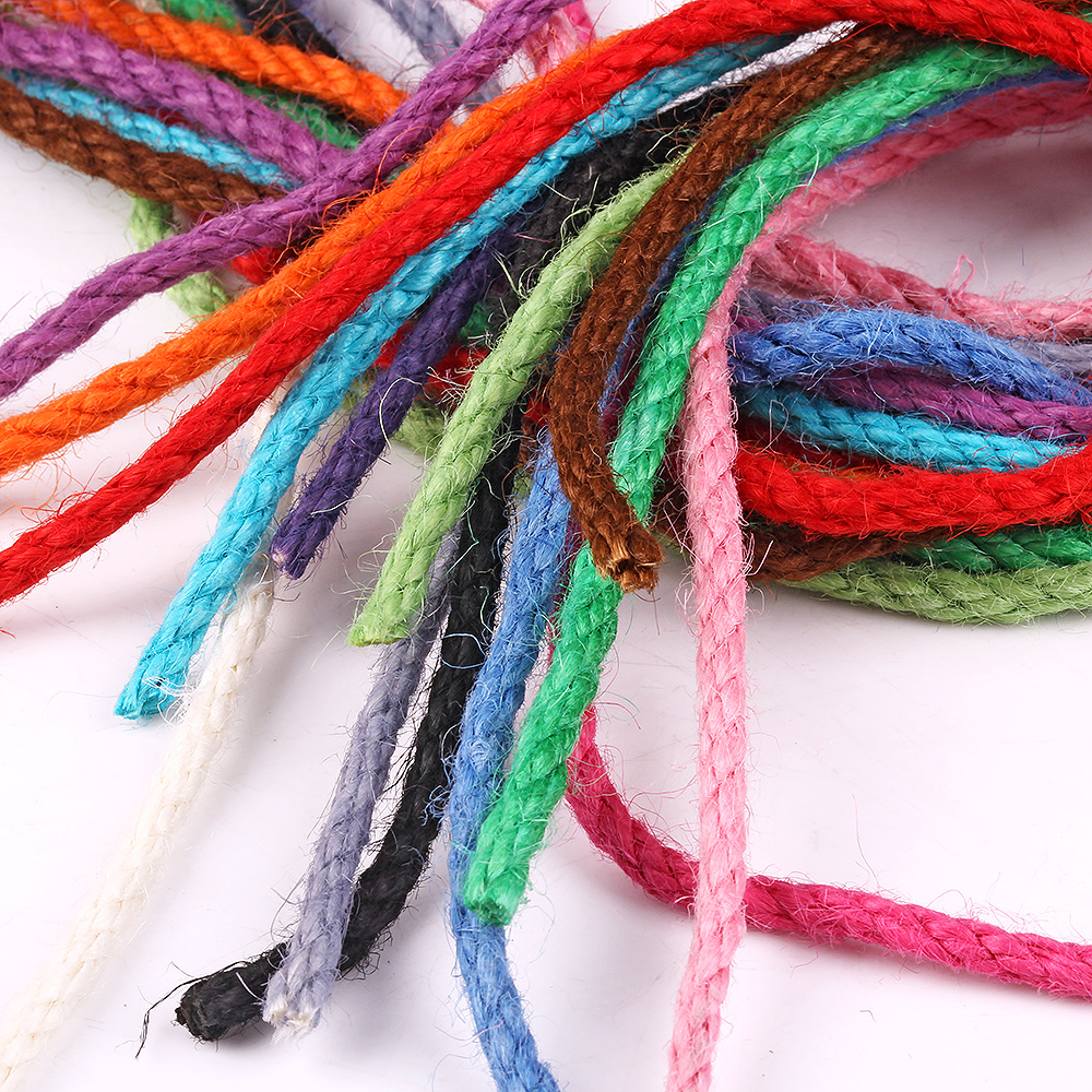 Cuerda de yute Natural de 5mm, cuerda de hilo colorida, cuerdas retorcidas de cáñamo, cuerda de macramé para rascar mascotas, decoración artesanal hecha a mano, 10 yardas