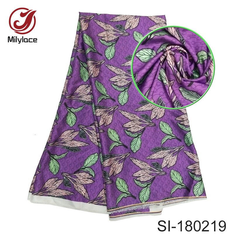 Tissu en satin de soie imprimé wax africain doux, 5 mètres par lot, pour vêtements, 20 modèles disponibles, si -180201