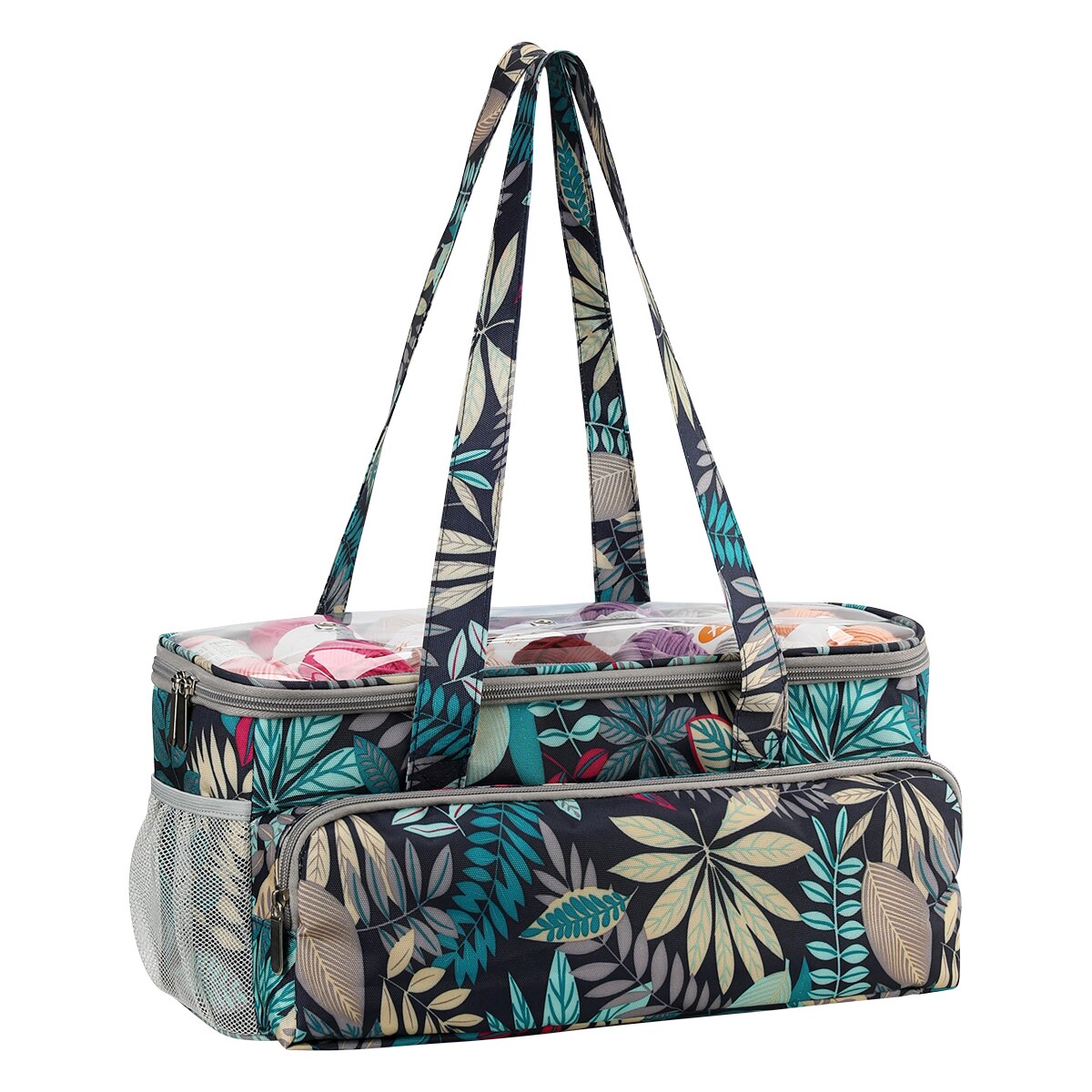 Strikkeoppbevaringspose garn strikking hekle tote bag diy strikking arrangør kvinners veske sy hekleposer til garn: Lys gul