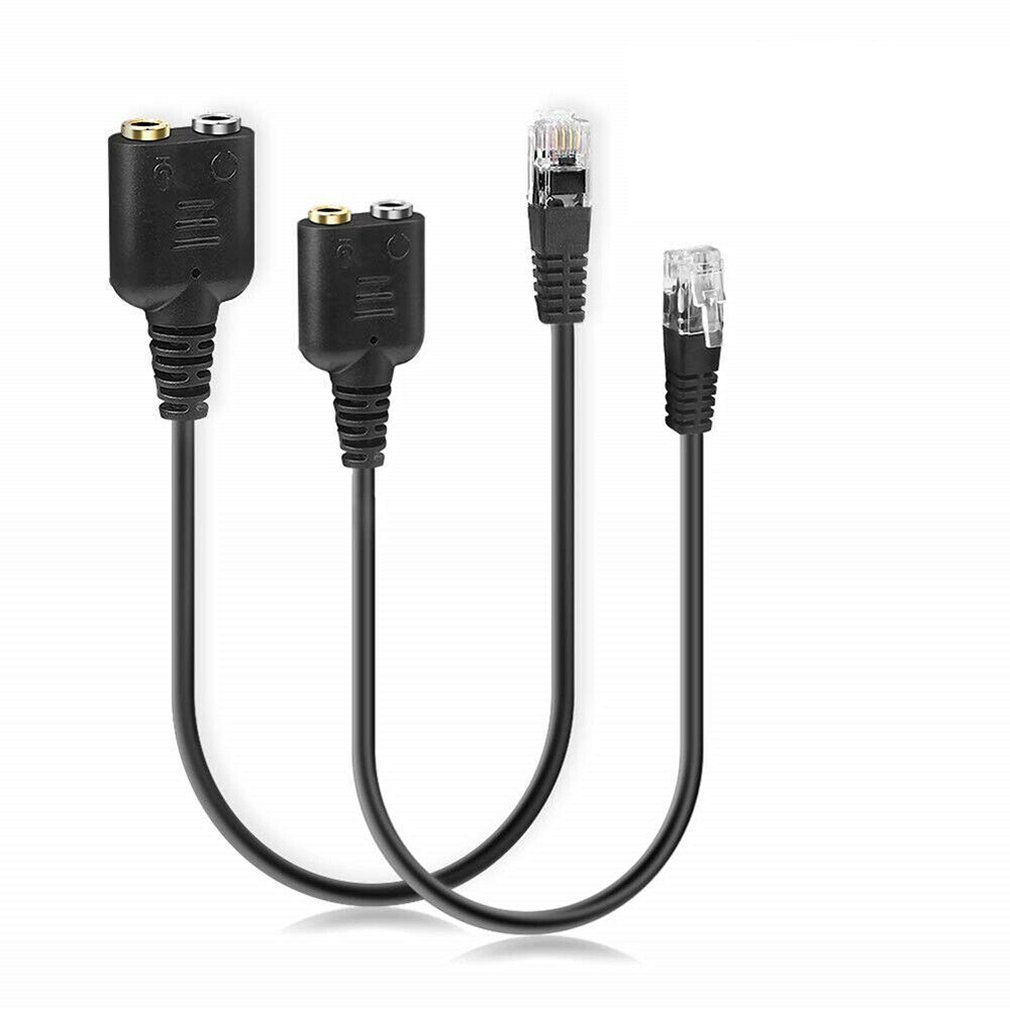 8in 2/3.5mm Jacks to RJ9/RJ10 PC Mic/Headset to Office Phone Adapter Cable: 2pc
