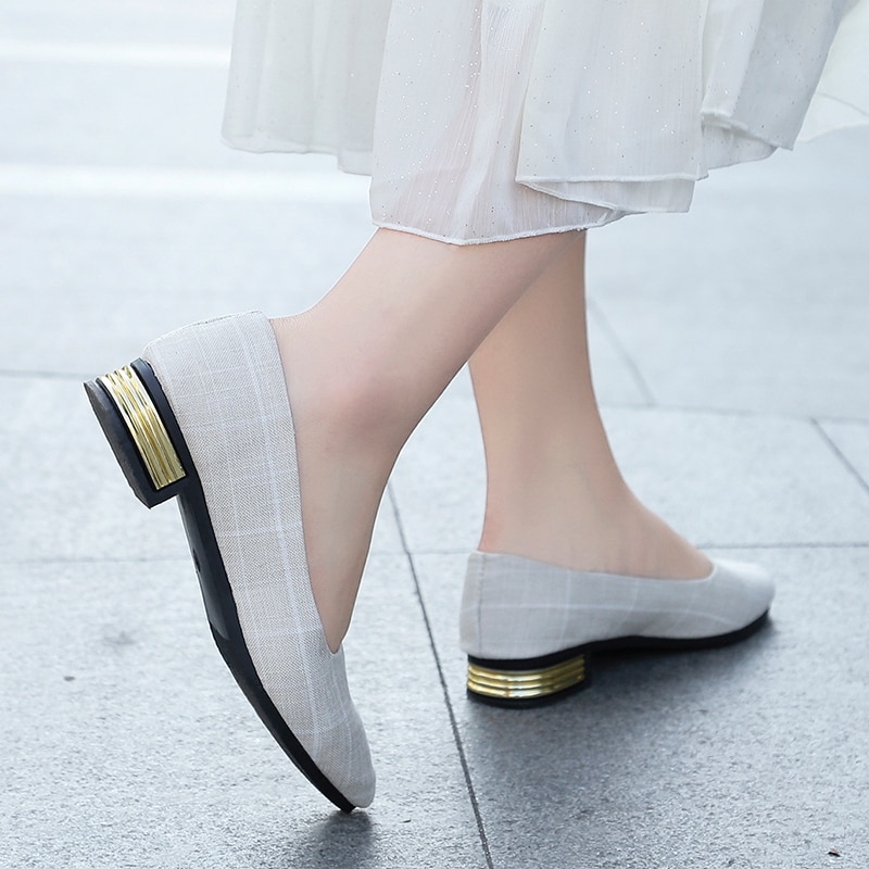 Lente Zomer Vrouwen Flats Goud Hakken Flats Lage Hakken Slip Op Schoenen Katoen Puntschoen Gestreepte Vrouw Schoenen Zapatos Mujer 6569
