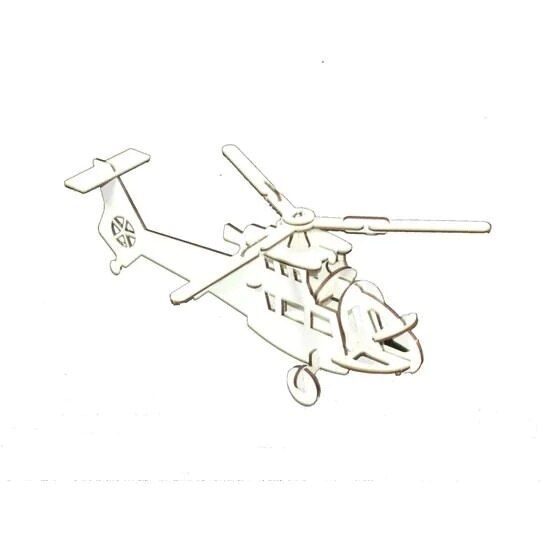 (Wit) 3D Houten Speelgoed Puzzel-Helikopter Model 425099461