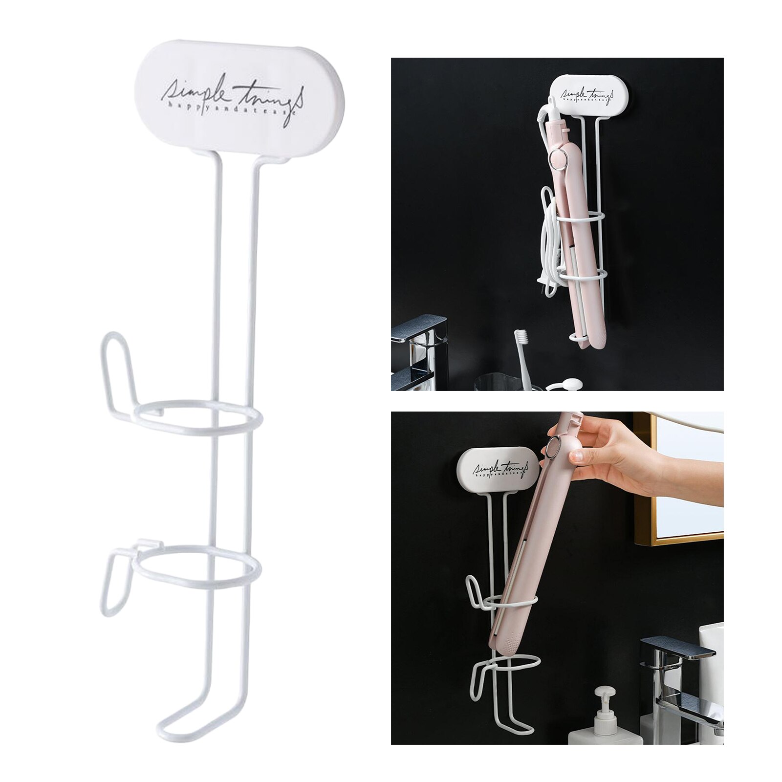 Hair Straightener Storage Rack Wall Mounted Curling Iron Holder Hanger Hair Dryer Holder Hair Dryer Shelf