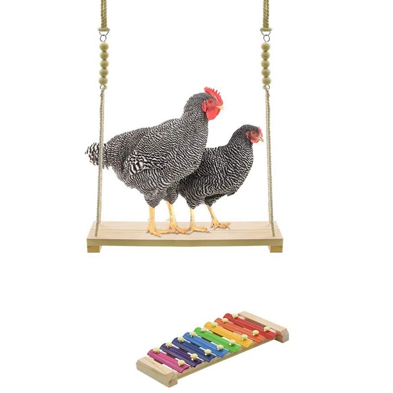 Chicken Swing Toys and Chicken Toys Xylophone, 2 Pack Chicken Toys for Poultry Run Rooster Hens Chicks Pet Parrots Macaw: Default Title