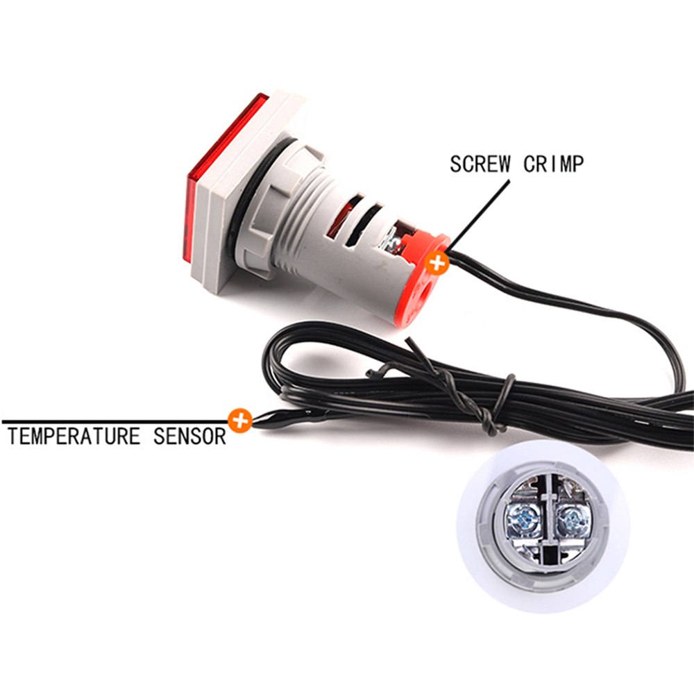 Termómetro Digital LED cuadrado redondo, luces de señal, medidor de temperatura, Sensor Detector, 20-199 Celsius, 50-500V CA, 22mm