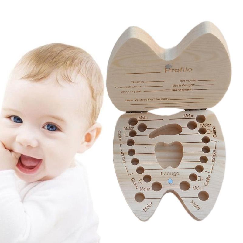 Træ baby hår løvfældende tænder opbevaringskasseindsamle tænder navlestreng gemme baby tandkasse baby souvenirs