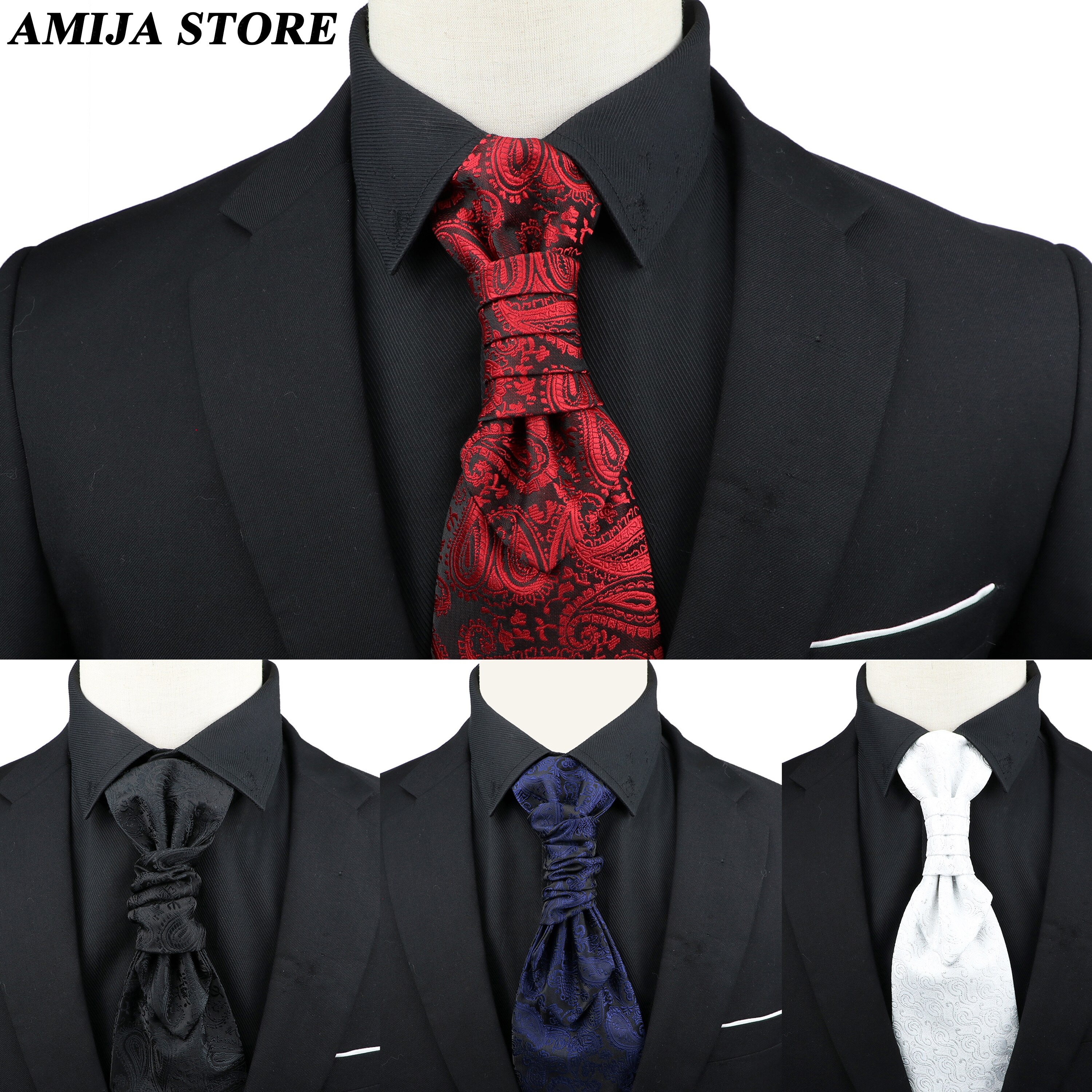 Corbata de Ascot de Cachemira de lujo para hombre, corbata de esmoquin para boda, de negocios, corbata de 10CM con patrón Vintage, accesorios para caballero