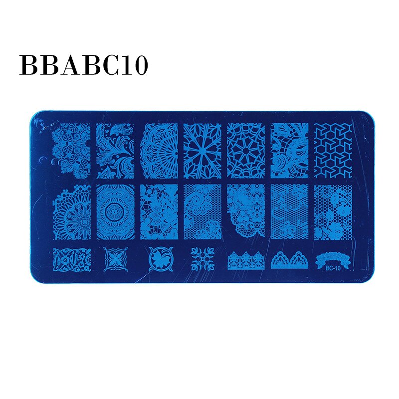 AddFavor Nail Stamping Template DIY Nail Polish Stamper Tool Stainless Steel Manicure Stamping Plate Gel Art Print Stamp Kits: BBABC10
