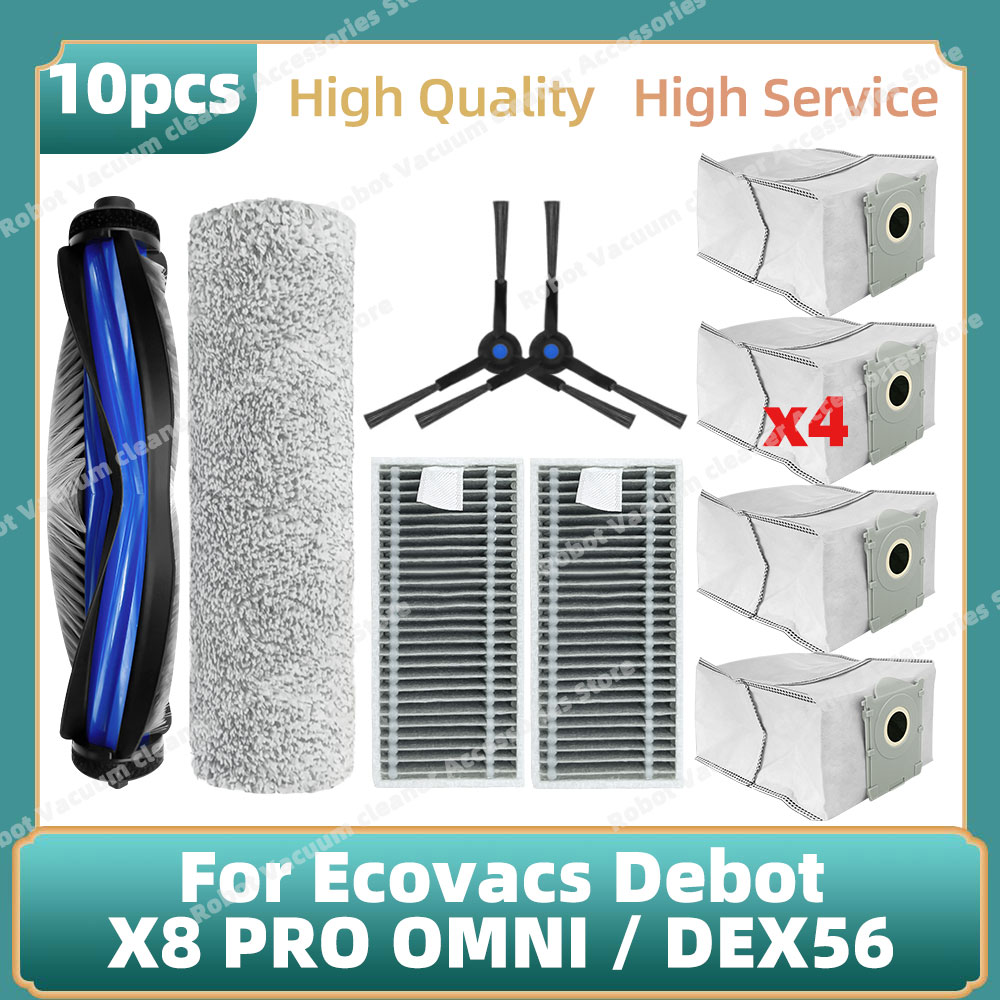 Compatibel Voor Ecovacs Deebot X8 PRO OMNI/DEX56 Accessoires Belangrijkste Zijborstel Mop Doek Stofzak Vervangende Onderdelen: Chocolade