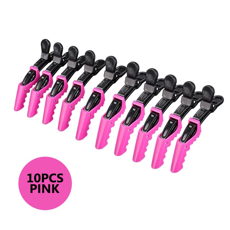 6/10Pcs/Set Hairstyling Clipper Tool Alligator Hair Clip Hairdressing Hairpin Ladies Plastic: 10Pcs Pink