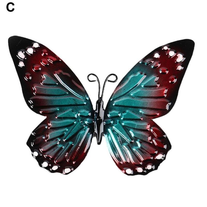 Escultura de decoración de mariposa de Metal 3D, decoración de ventana de pared para jardín al aire libre, miniaturas de animales, ilustraciones, patrón impreso: C