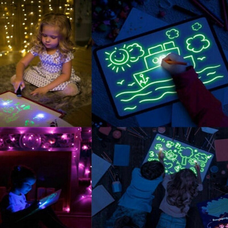 A5 Educatief Speelgoed Tekentafel Tablet Graffiti Led Lichtgevende Magic Ruwe Met Licht-Fun 1Pc