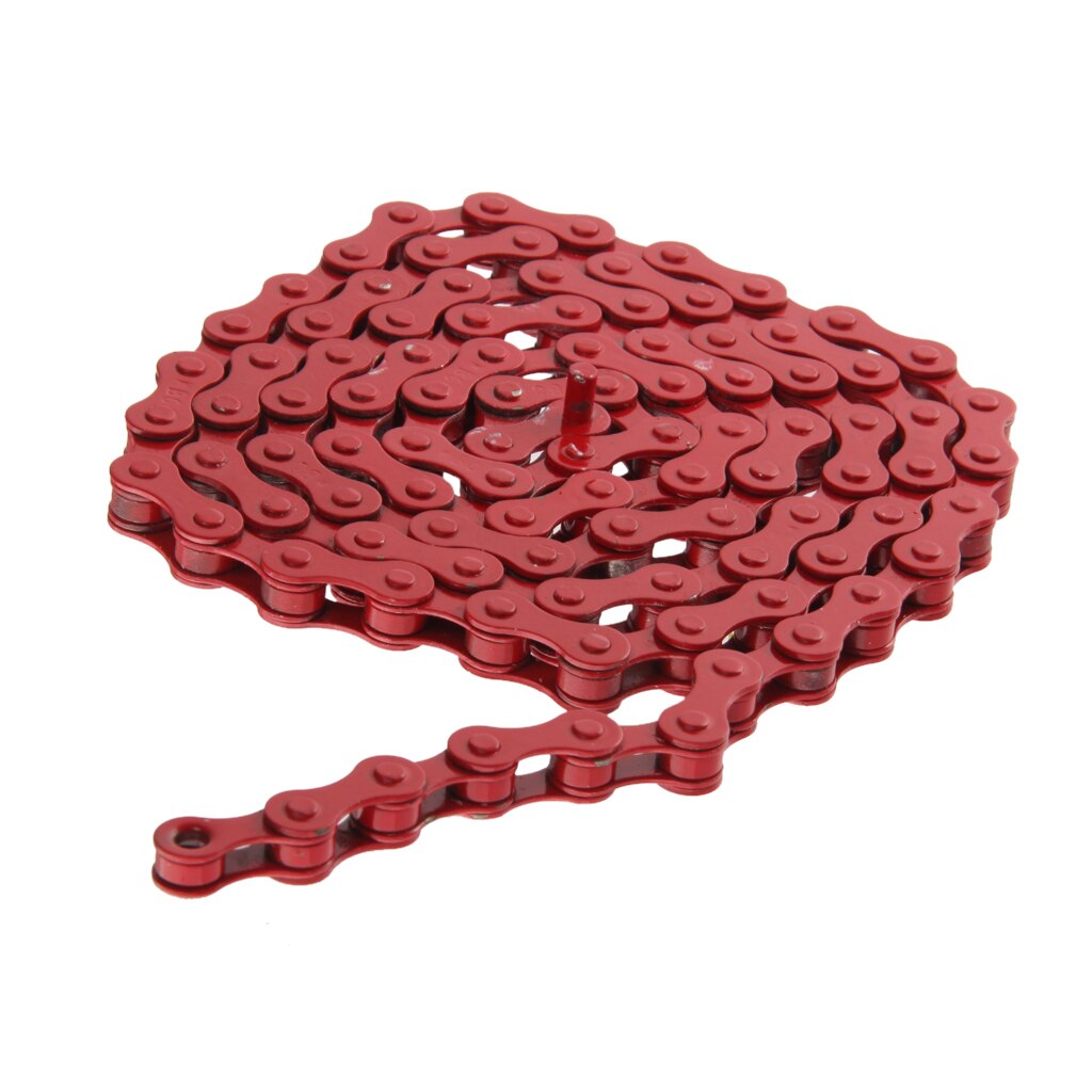 Chaîne de vélo rouge à vitesse unique, 96 maillons, pignon fixe, accessoires de bicyclette, BMX, 1/2 &#39;X 1/8&#39;