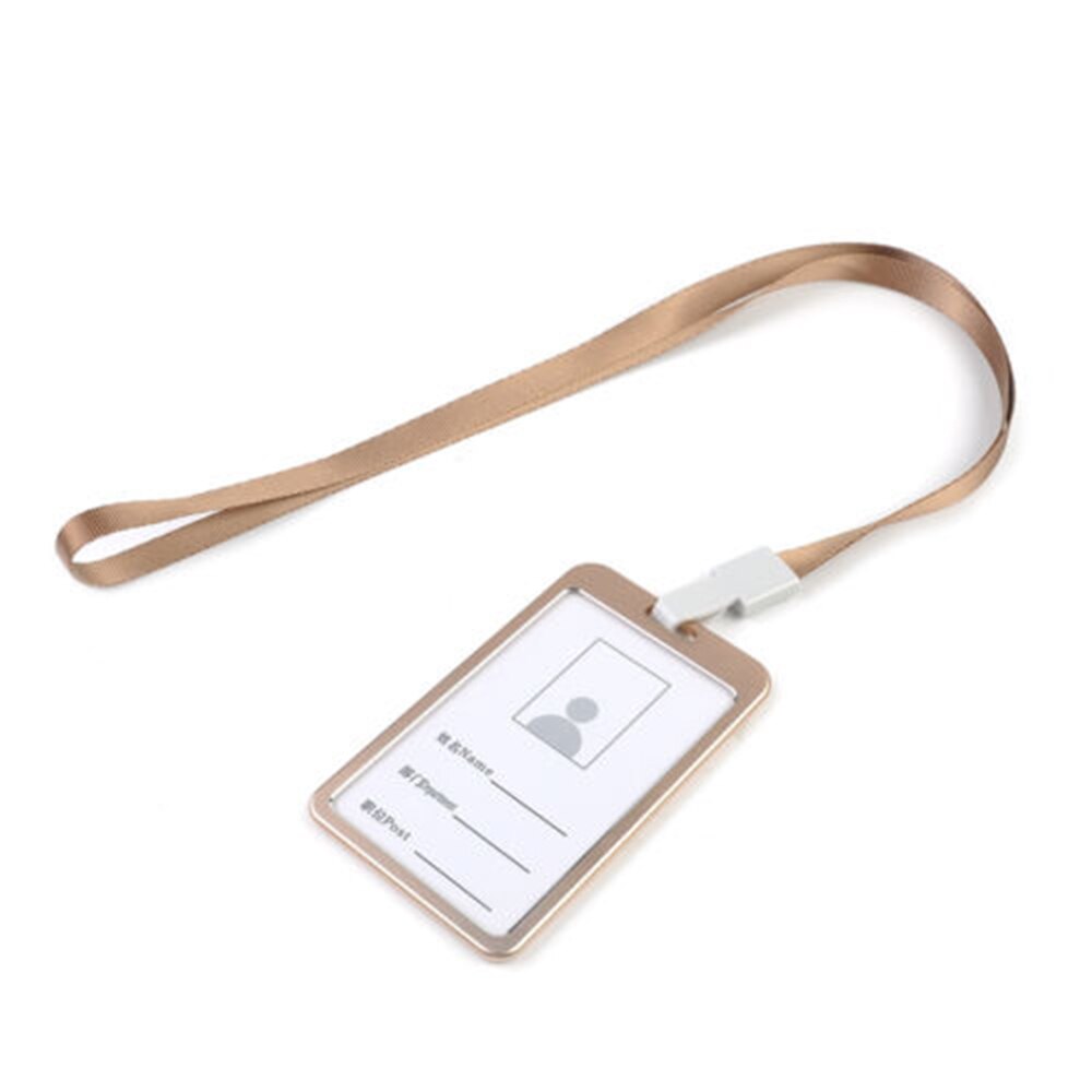 1 stk metal ramme id badge kortholder forretningssikkerhed pass tag holder med snor: Guld
