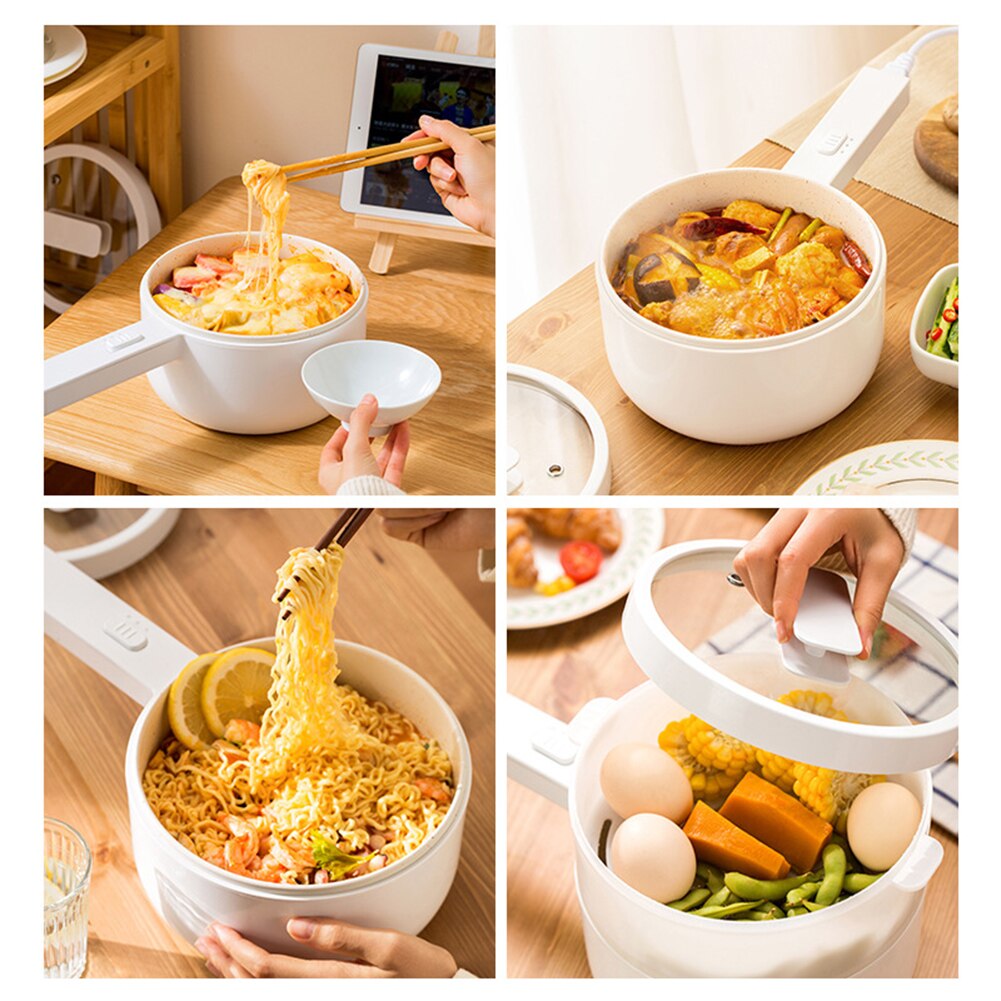 1.5L Electric Cooking Pot Home Dormitory Electric Cooker Steamer Pot Small Electric Pot for Cooking Noodles In Nonstick