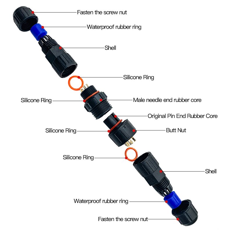 1Pc IP68 Soldeer Connector Waterdichte Kabel Plug 15A Mannelijke Vrouwelijke Gemonteerd Conector 2/3/4/5/6/7/8/9/10 Pin Outdoor Junction Box