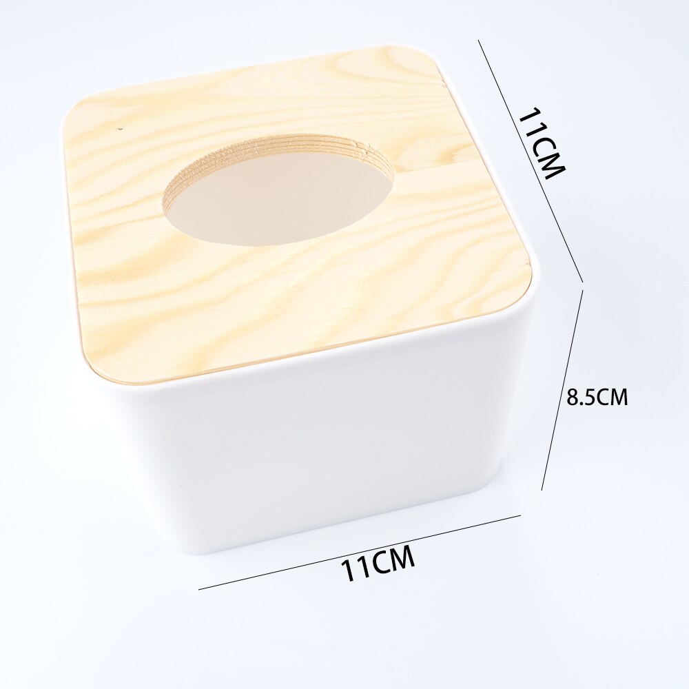 Caja de pañuelos de plástico con cubierta de madera, recipiente de servilleta de cocina para el hogar, caja de pañuelos, caja blanca para servilletas, organizador de papel tisú: PJ6327-2