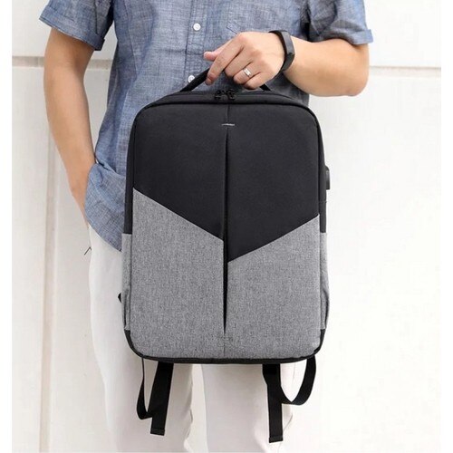 European Bag Black-Gray Fabric Backpack