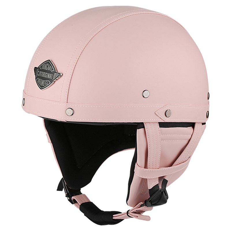 PU Leather Retro Helmet Motorcycle Motorbike Rider Half Helmet Open Face Half Moto Helmets: Color 7 / L