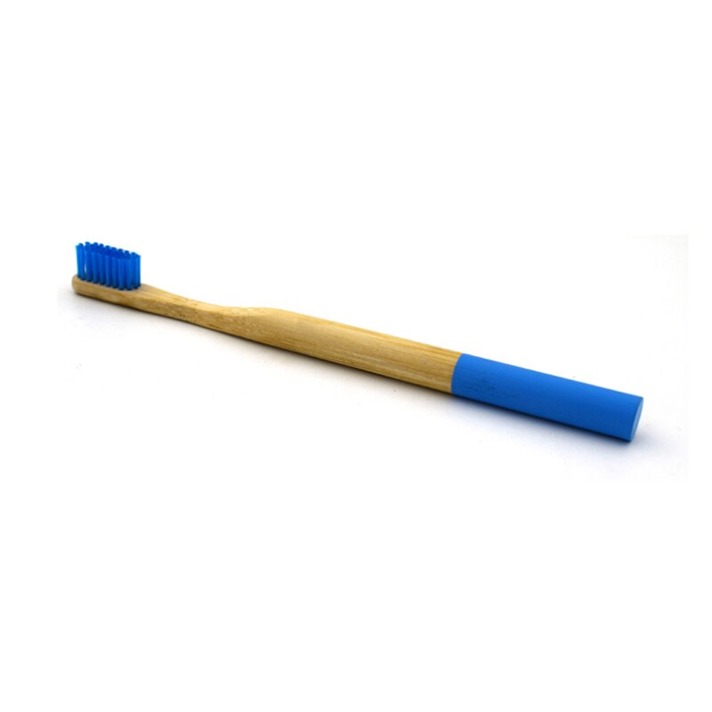 Trätandborste miljömässigt bambu runt handtag mjuk borste färgglada borstar box paket kostym för vuxenmärke denta& #39 ;l care: Blå