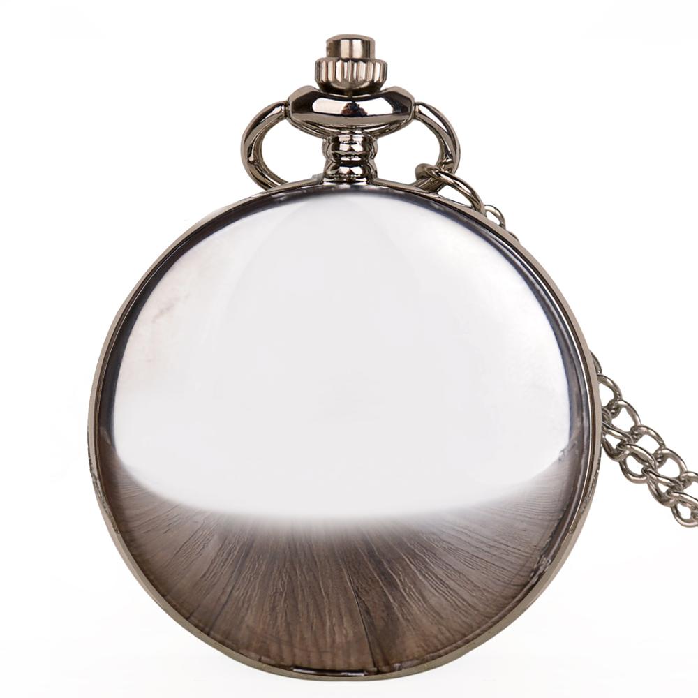 Steampunk zilveren zakhorloge met romeinse cijfers, gepolijst, vintage quartz fobhorloge voor mannen en vrouwen met ketting