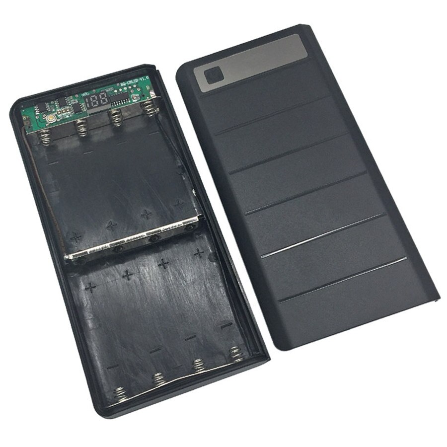 Diy 8 batterijlader powerbank box plastic behuizing type 18650 micro dubbele usb-poort display powerbank box zonder batterij: Zwart