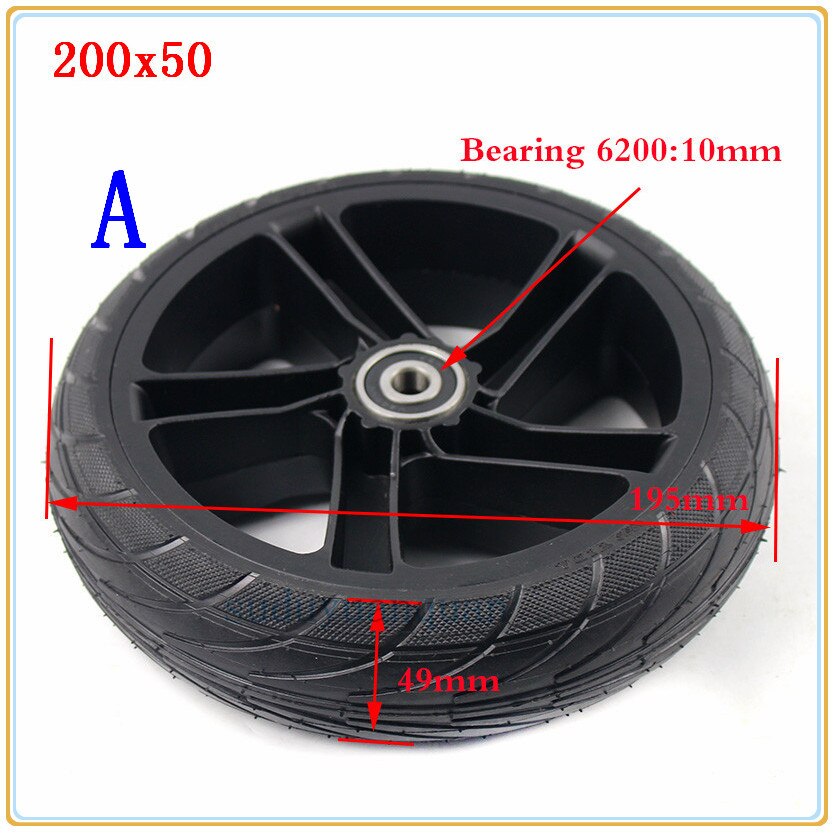 Electric Scooter Tyre With Wheel Hub 8" Scooter 200x50 tire Non-Inflation Electric Vehicle Wheel explosion-proof wheels: wheel A