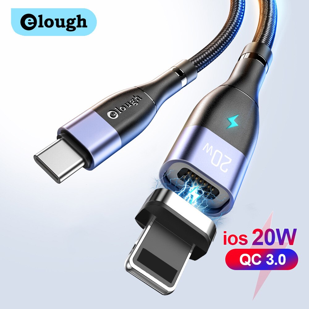 Elough  pd 20w magnetisches schnellladekabel usb-c auf hell kabel für iphone 13, 12 , 11 Profi max,  xr 8, macbook, ipad usb-c daten-pd-kabel
