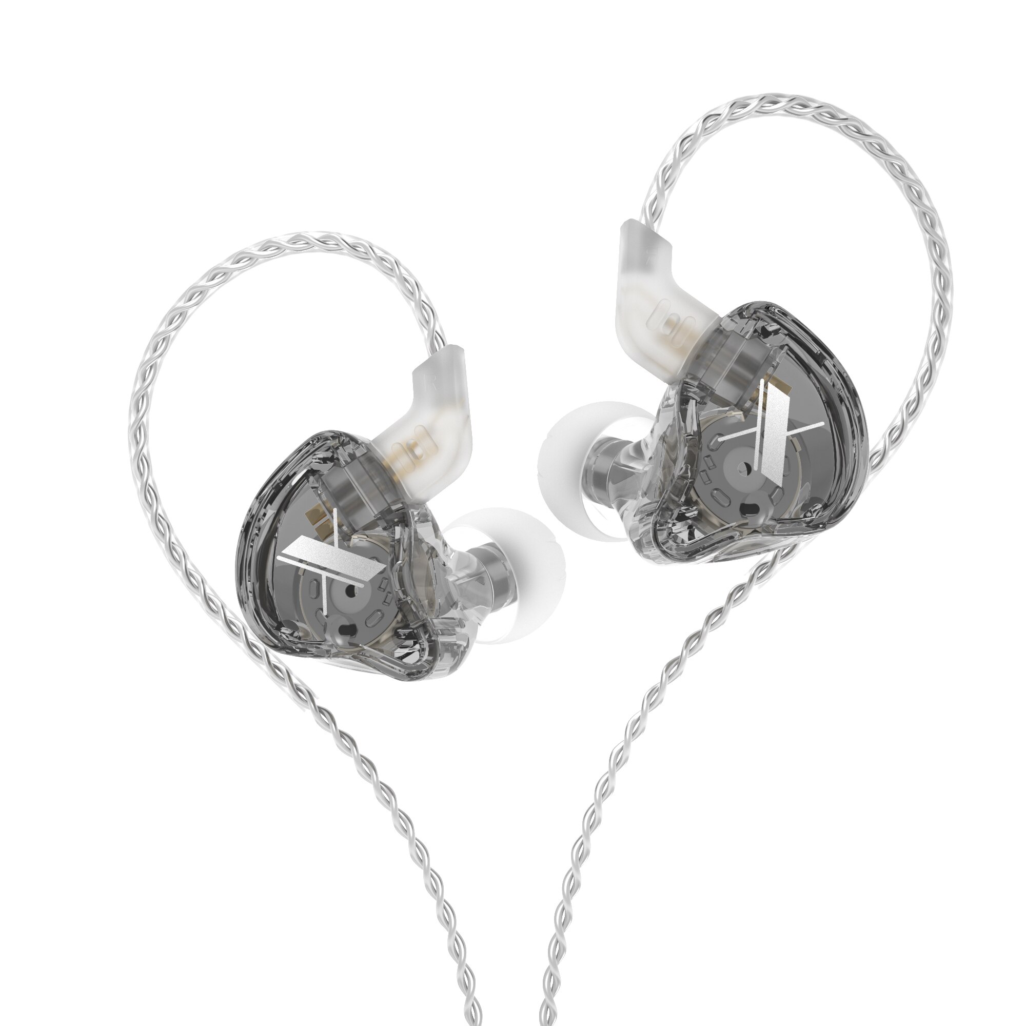 Auriculares dinámicos KZ EDX 1DD con Monitor de alta fidelidad para DJ, auriculares deportivos con cancelación de ruido, auriculares KZ ZST X ZSN PRO EDR1 ZAX ED9 ED12 ATE ZS3 ES3 ZS4 ZS3E: Gray Silver cable