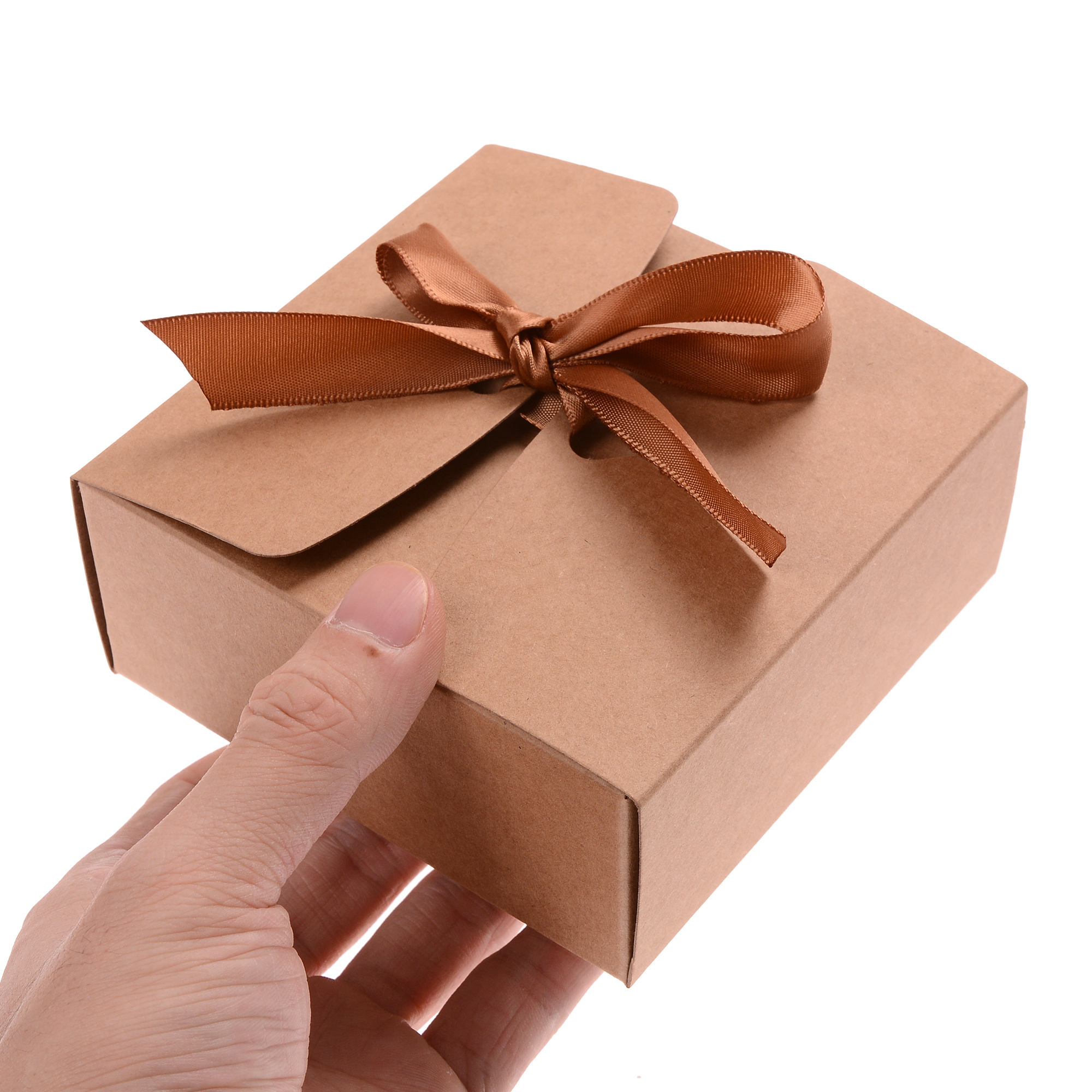 Square Kraft Paper Box Cardboard Package Valentine's Day Candy Storage Boxes With Ribbons Custom Love Box