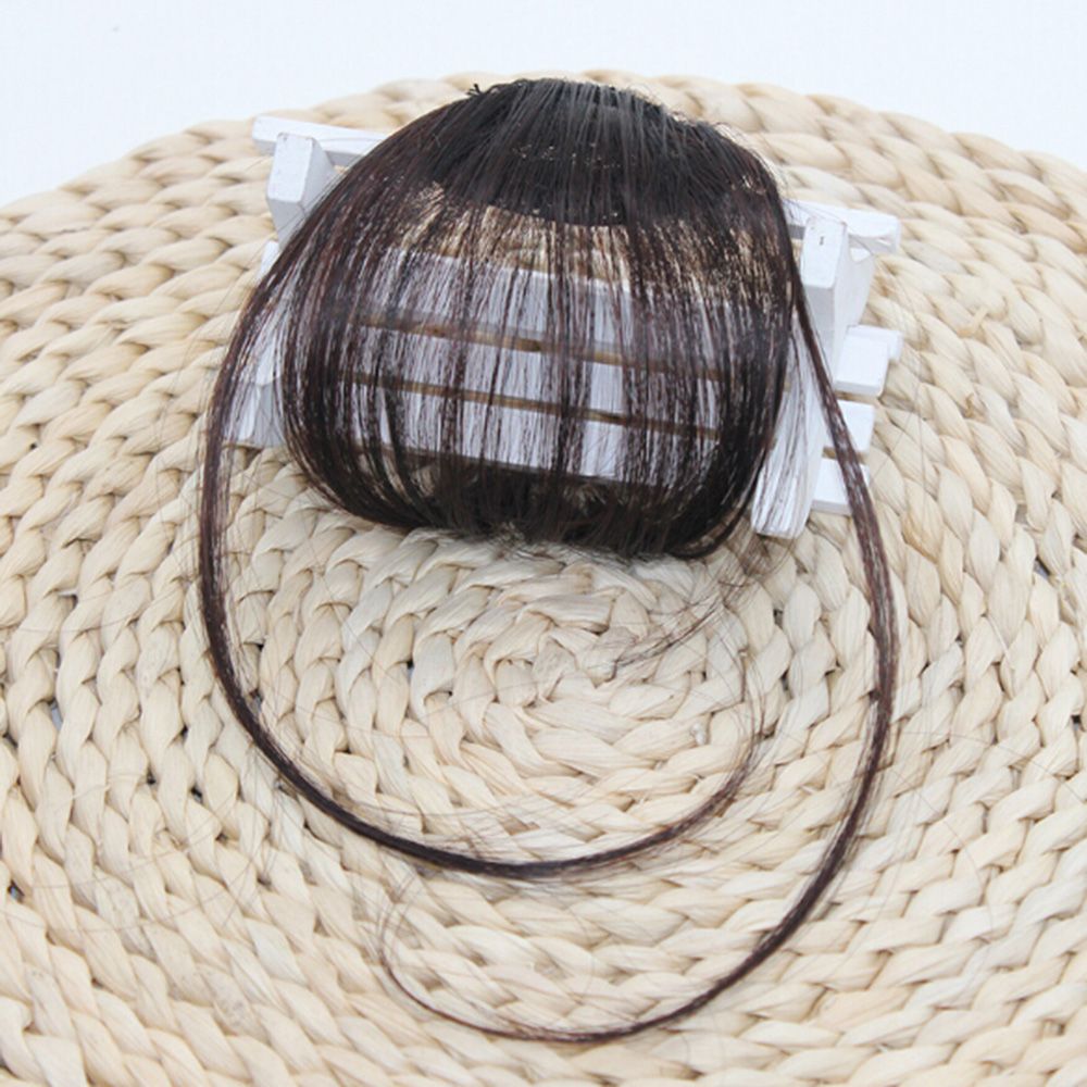 Clip in Bangs Fringe Hairpieces Hair Extensions One Piece Straight Cute Layered Front Neat Air BangThin Neat Air Bangs Front: Dark Gray