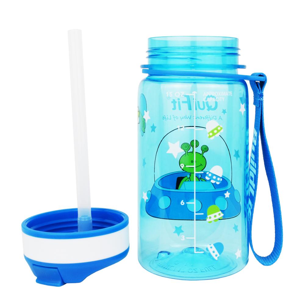Quifit Tritan Water Bottle 450ml BPA Free Children Bottles Ourdoor Jug Tour Bottles Lovely Kettle for Kids