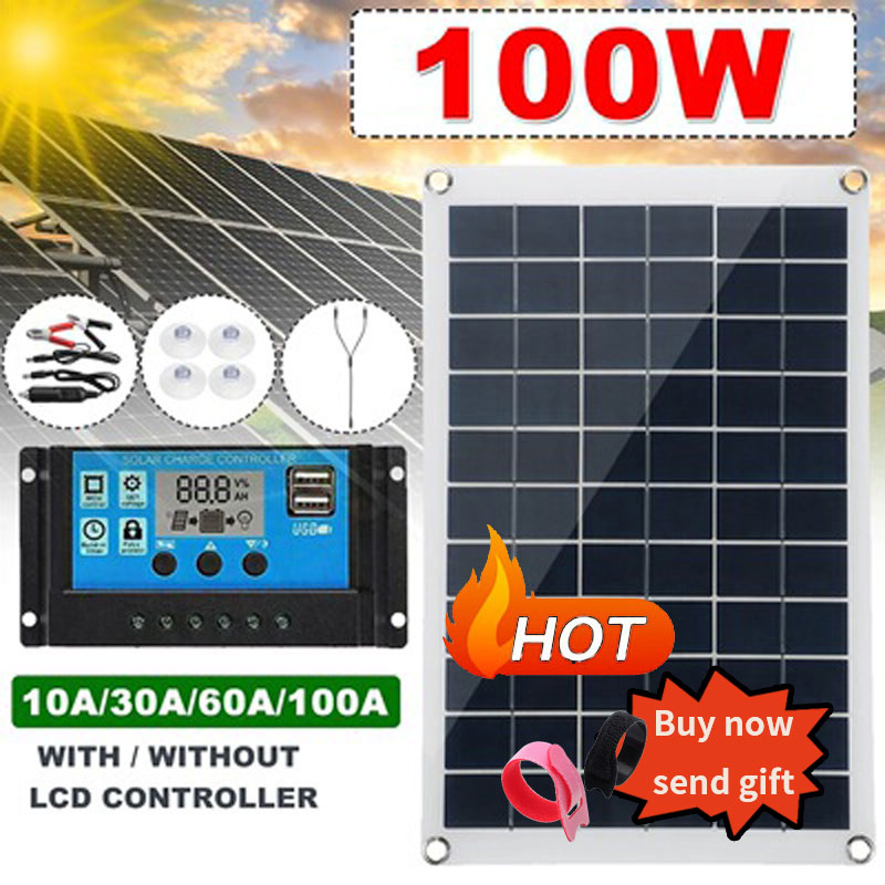 Vandtæt solpanel kit komplet solar charge controller 100w dual output usb fleksibel batteriopladning til solenergi kit