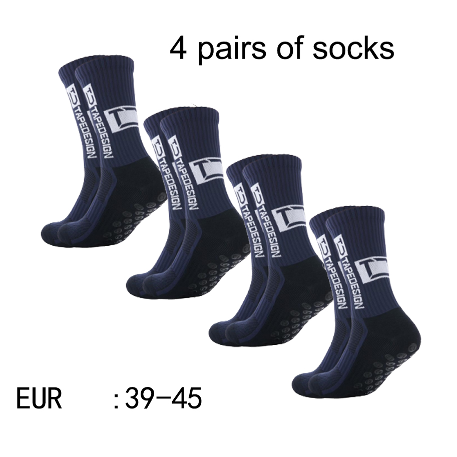4 pares de nuevos calcetines de fútbol pegados de tubo medio TC para entrenamiento deportivo y competición, calcetines antideslizantes y transpirables: Gris oscuro