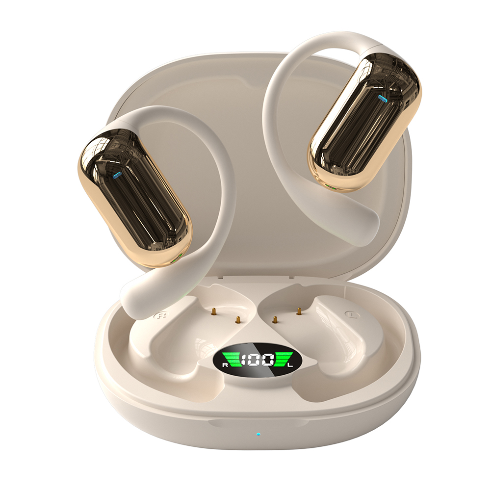 Bluetooth-Compatible 5.3 AI Translation Earbuds with Ear Hook Translator Headphones Open Ear Headphones for Travel and Business: dark blue