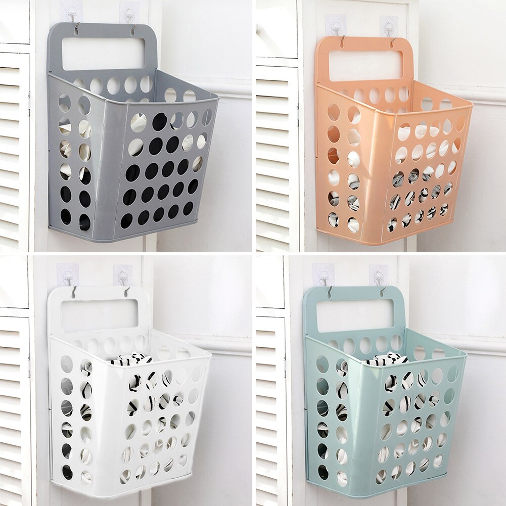 Sundries Laundry Basket Wall Mounted Foldable Organizer Living Room Household Storage Plastic Solid With Handles Container