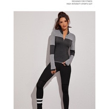 Women outdoor splicing half zipper running jacket stand collar Sweatshirt tight yoga fitness training breathable clothin