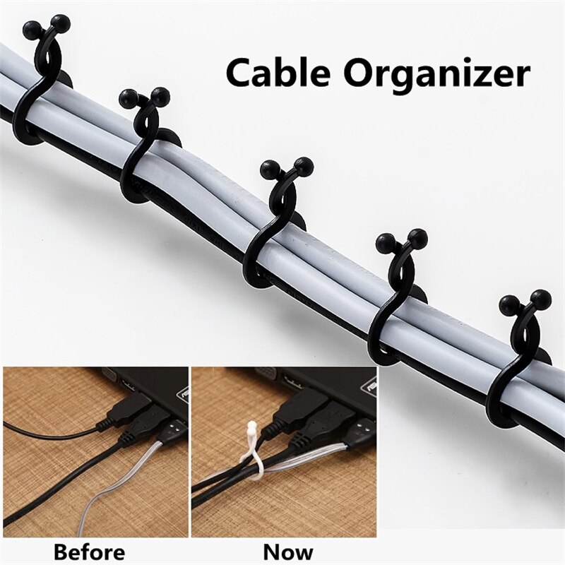 30 stk usb-kabel opruller arrangør hjem sele efterbehandling faste kabler computer strøm ledning binde kabel styring øretelefon ledning