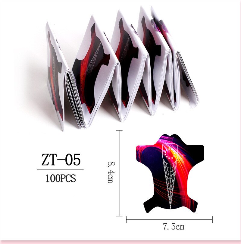 100 pièces poisson forme Nail Art français acrylique UV Gel conseils Extension Curl constructeur forme pochoir manucure outil autocollant pour polonais Guide: 5