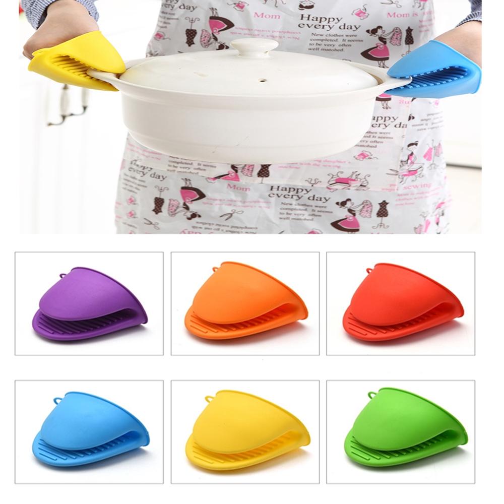Silicone Kitchen Organizer Isolated Pot Heat Pliers Microwave Oven Gloves Clip Plate 1 PCS Anti-scald Thicken Bbq Gloves