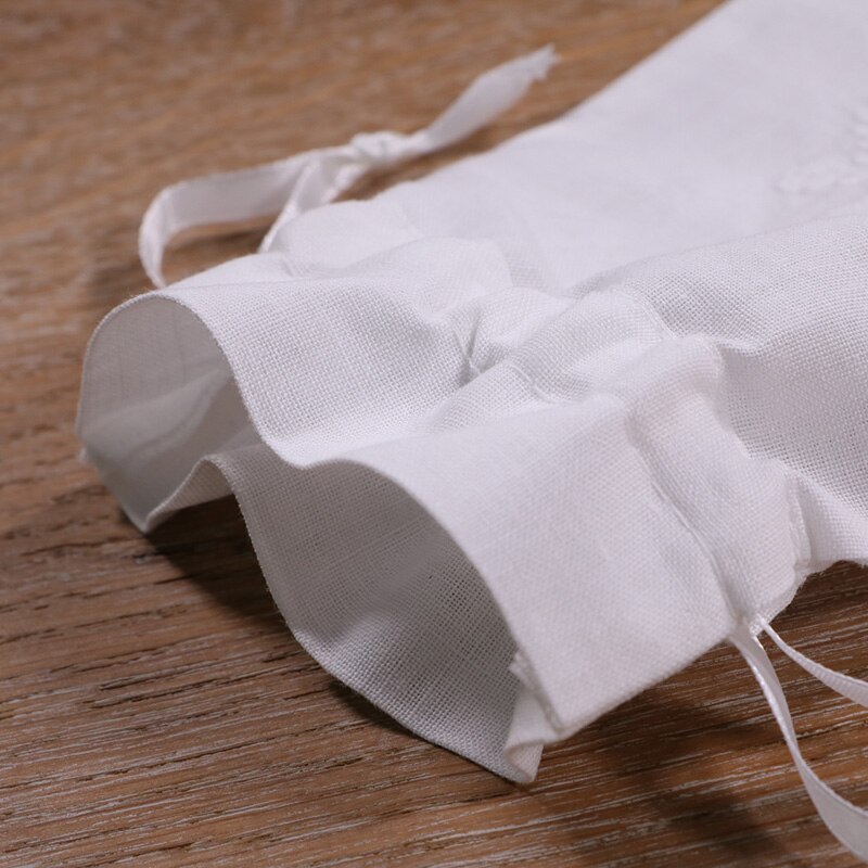 B001 :white ramie/cotton drawstring embroidery bags, 5x7 inches sachet bags, travel pouch, linen bag