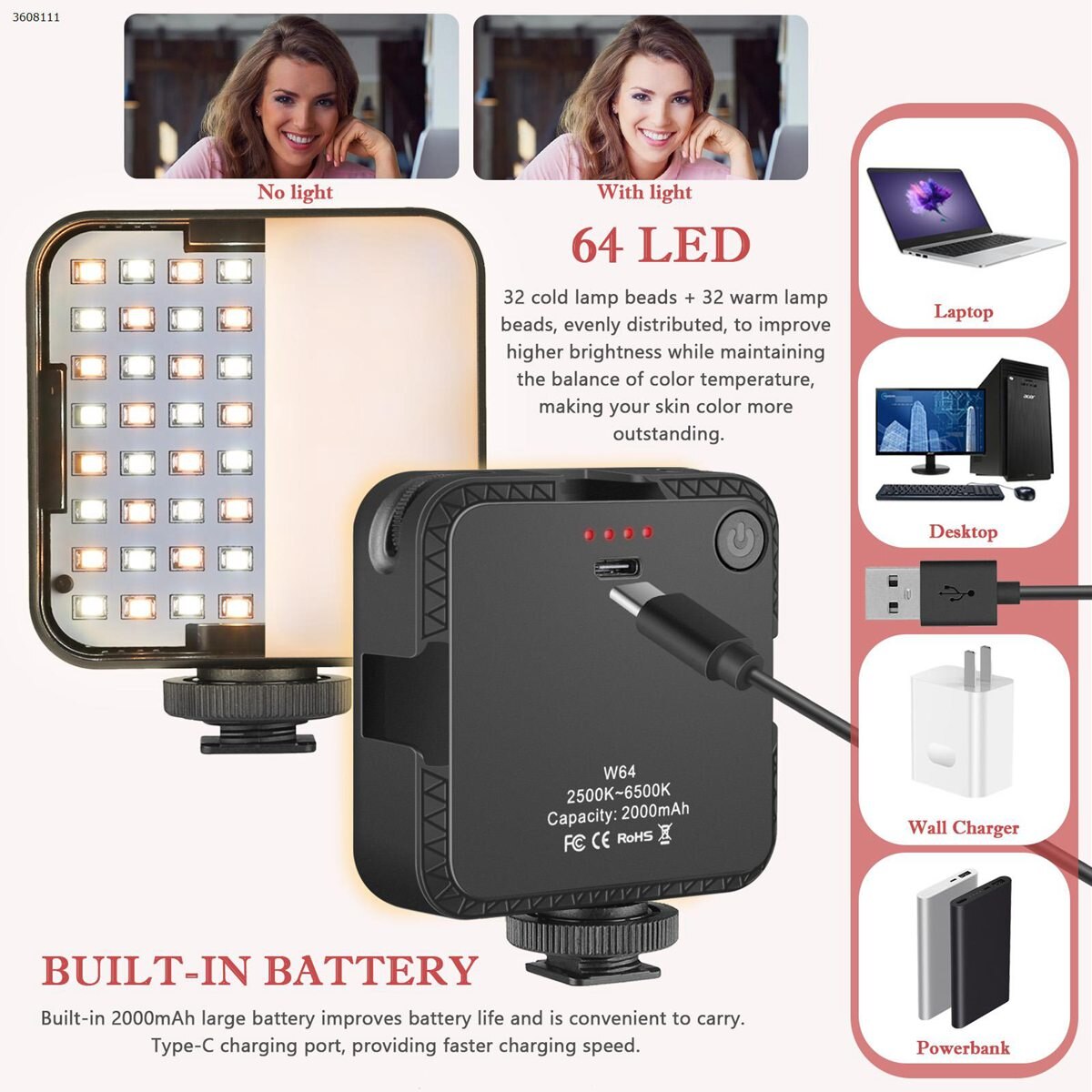 Video Conferentie Laptop Webcam Verlichting Kit Desk Led Licht Invullen Met Zuignap Voor Fotografie Zoom Vergadering Remote Werken