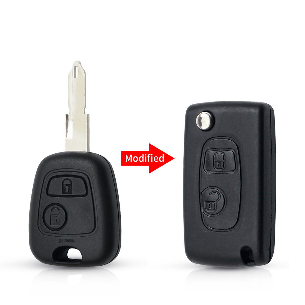 KEYYOU 1 Uds versión modificada llave de coche plegable para Toyota AYGO para Citroen C1 C3 para Peugeot 307 VA2 hoja de entrada Fob funda 2 botones