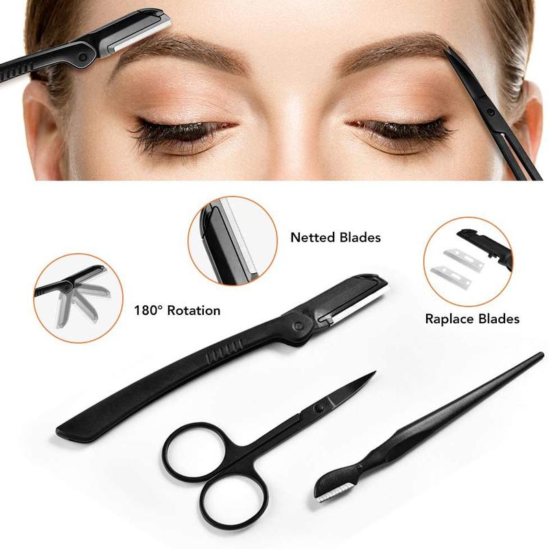 12 Stuks Zwart Wenkbrauw Trimmen Schaar Rvs Pincet Wenkbrauw Schrapen Wenkbrauw Kam Scheermes Wenkbrauw Clip Makeuptool Sets