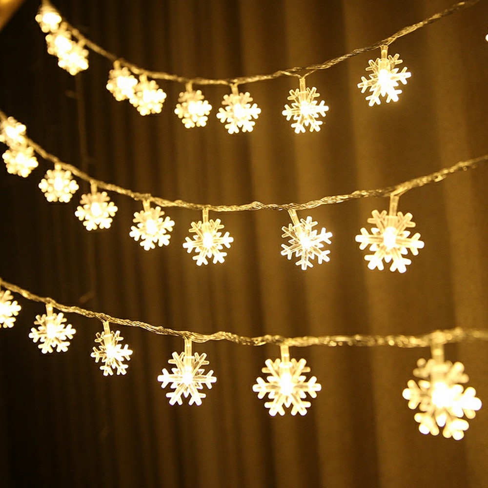 Førte snefnug snor lys sne fe lys krans dekoration til juletræ år værelse valentinsdag batteri fungerer